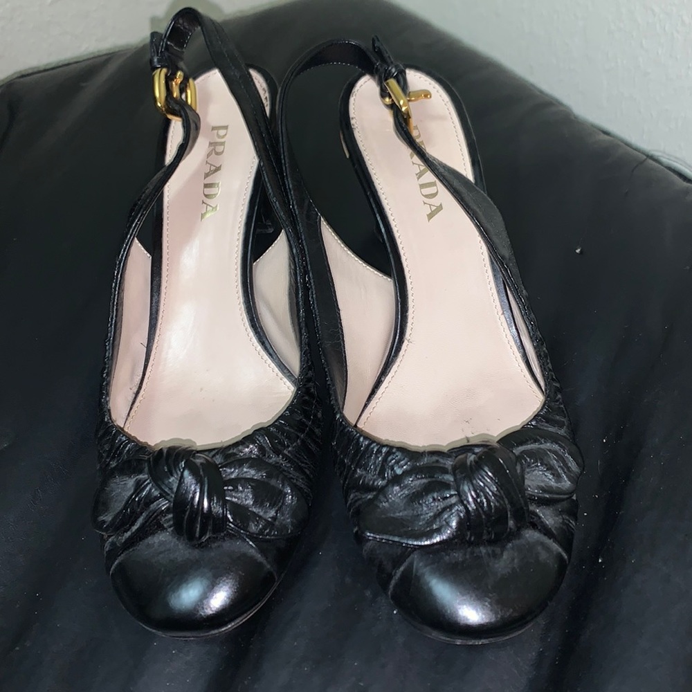 Vintage Prada Slingback kitten heels with bow